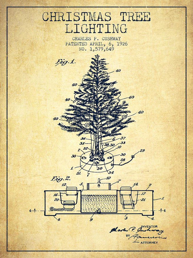 Christmas Digital Art - Christmas Tree Lighting Patent from 1926 - Vintage by Aged Pixel