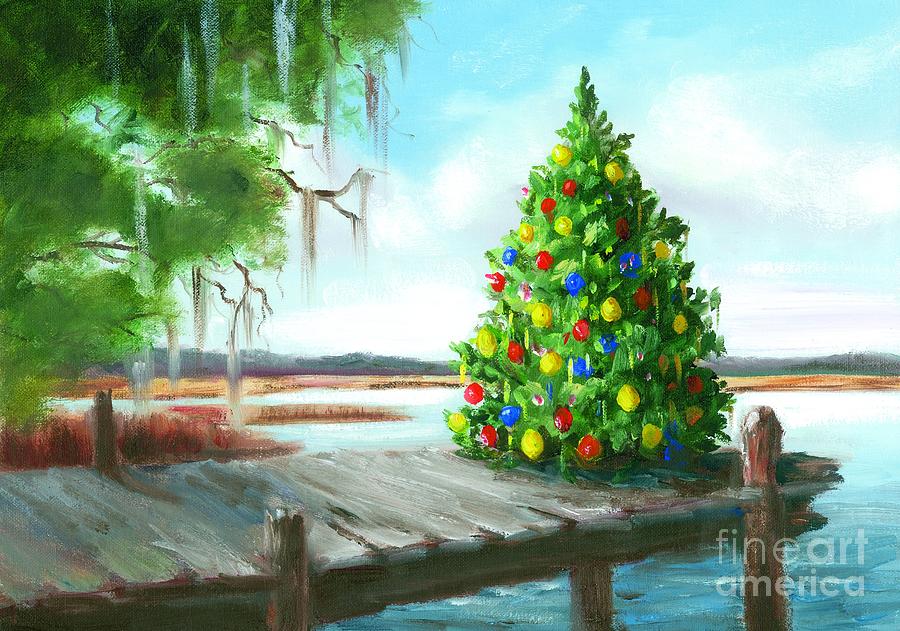 Tree On Dock Painting by Glenda Cason