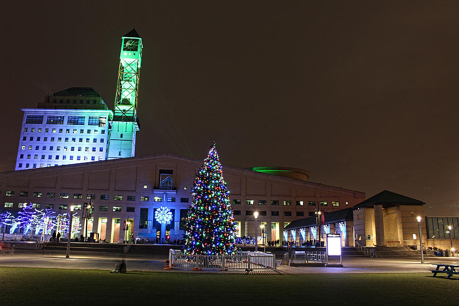 Christmas Photograph - Christmas tree on Square One in Mississauga by Alex Pyro