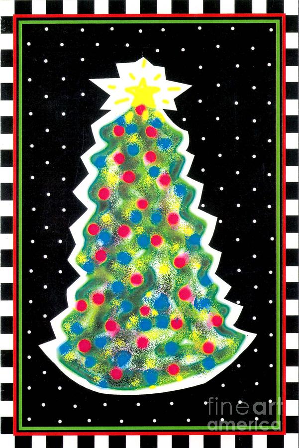 Christmas Tree Polkadots Painting by Genevieve Esson