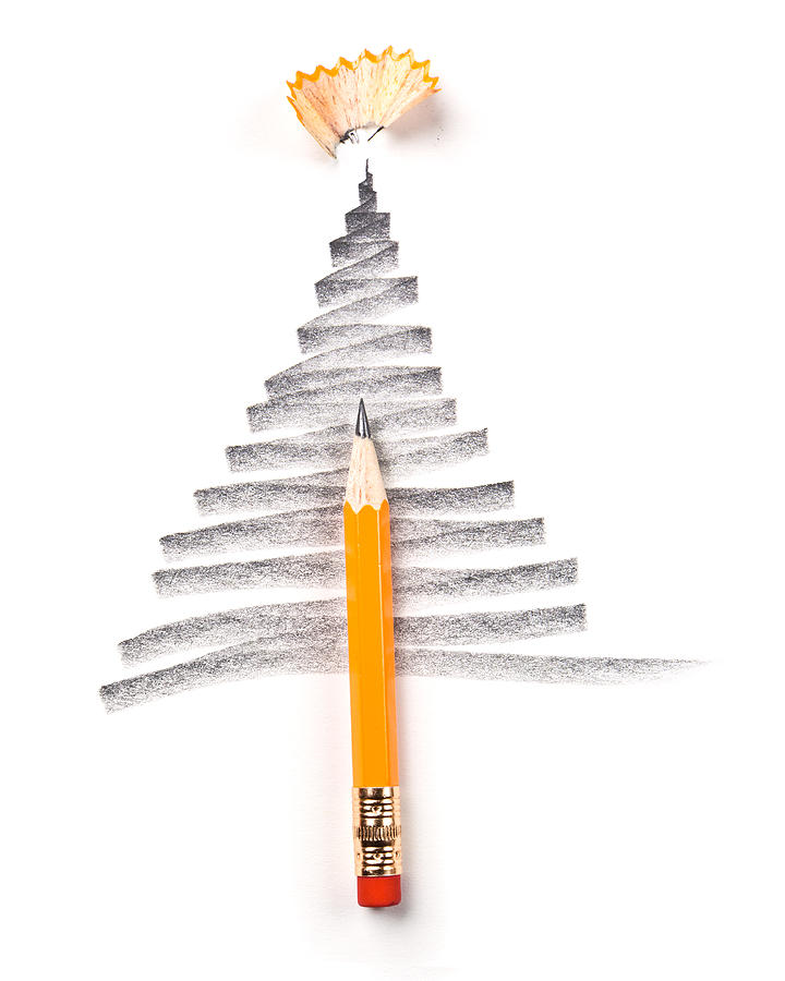 Christmas Tree Sketch with Pencil Photograph by LdF