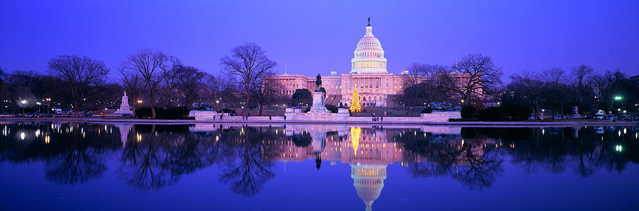 Architecture Photograph - Christmas, Us Capitol, Washington Dc by Panoramic Images
