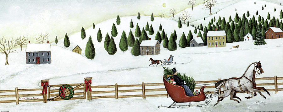 Christmas Valley Sleigh Painting by David Carter Brown Christmas Valley Sleigh Painting by David Carter Brown