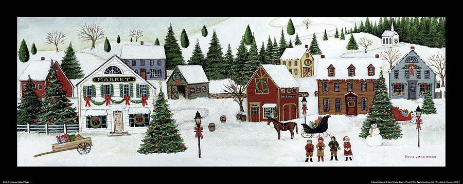 Animal Painting - Christmas Valley Village by David Carter Brown