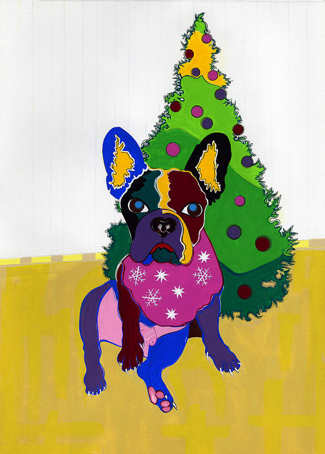 Dog Painting - Christmas With Clairabell by Ruby Persson