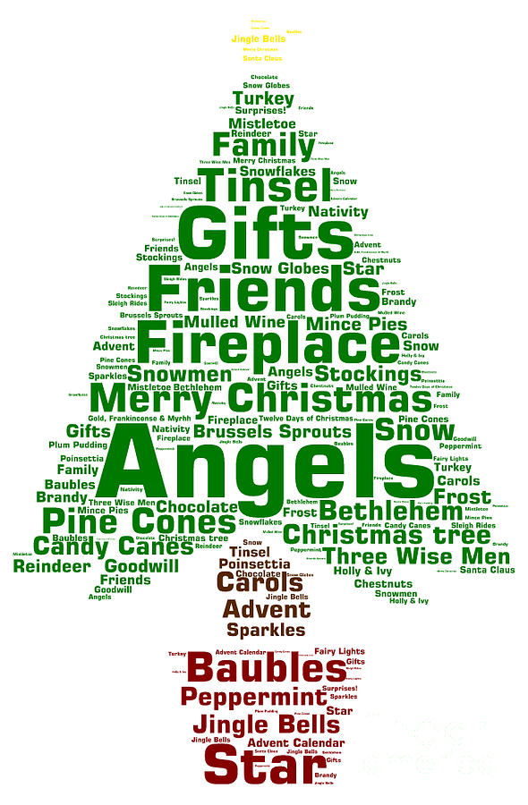 Download Christmas Word Tree Digital Art by Annalisa Cromie