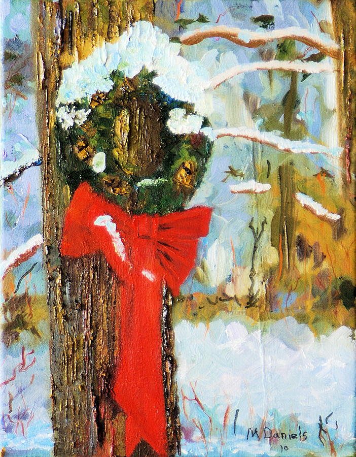 Christmas Wreath Painting by Michael Daniels