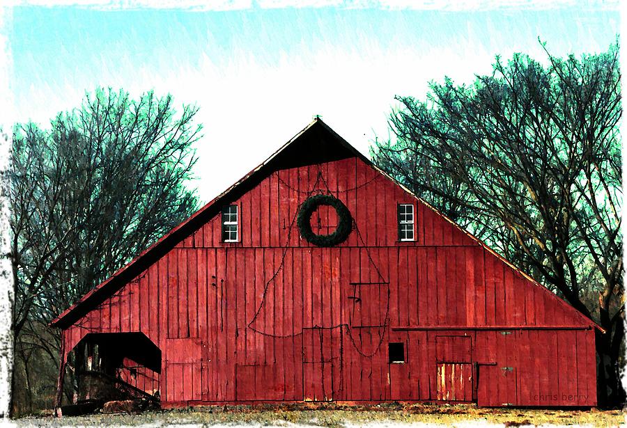 Christmas Wreath on Red Barn Photograph by Chris Berry | Fine Art America