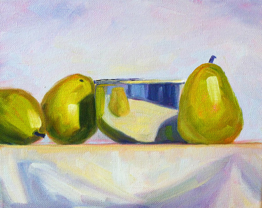 Pear Painting - Chrome and Pears by Nancy Merkle