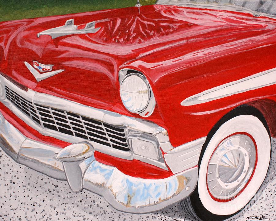 Chrome King 1956 Bel Air Painting by Vicki Maheu