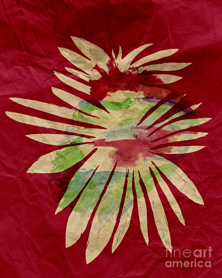 Chrysanthemum Red Stone Painting by Barbara A Griffin