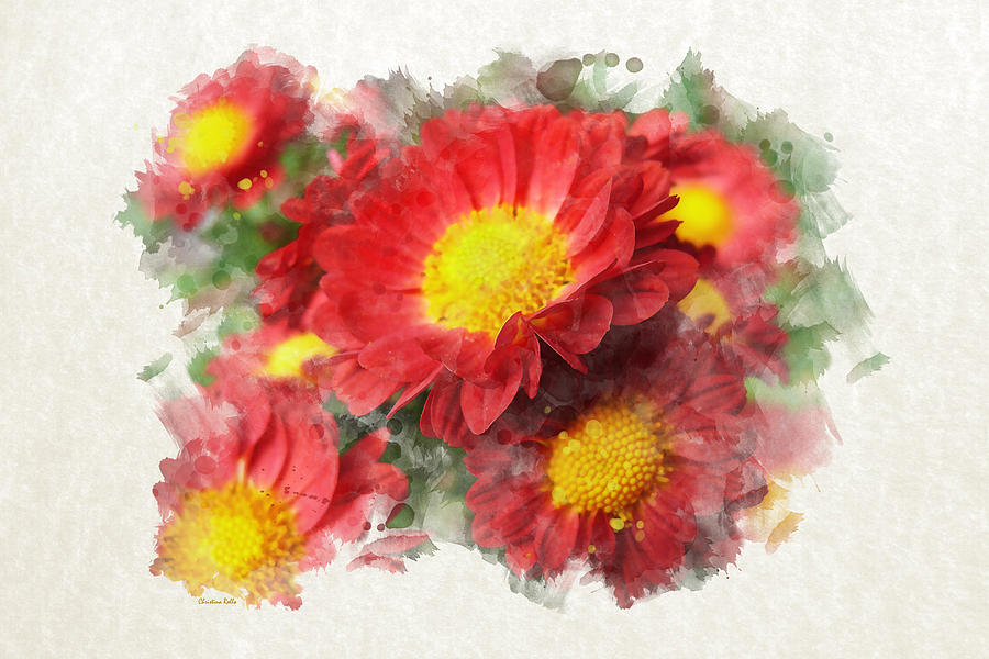 Chrysanthemum Watercolor Art Mixed Media by Christina Rollo