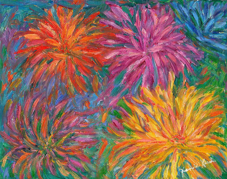 Chrysanthemums Like Fireworks Painting by Kendall Kessler