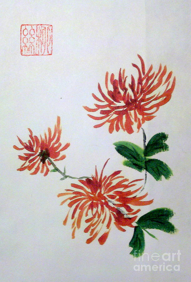 Chrysanthemums Painting by Margaret Welsh Willowsilk