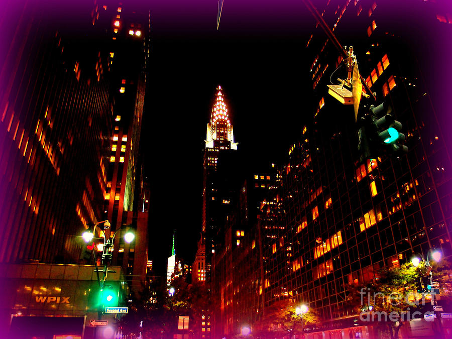 Chrysler Abstract 42nd Street - The Lights Of New York Photograph by Miriam Danar