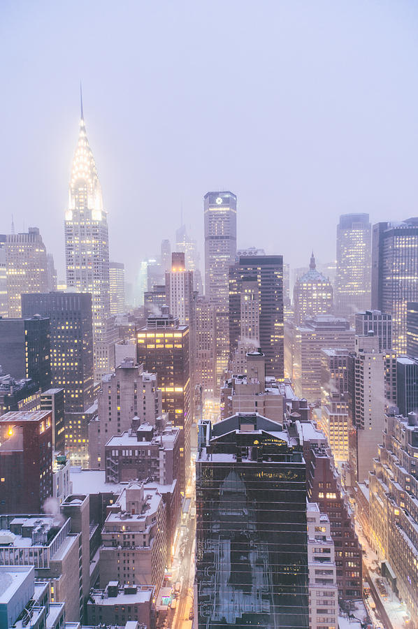 Chrysler Building and Skyscrapers Covered in Snow - New York City Photograph by Vivienne Gucwa