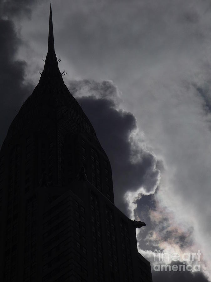New York City Photograph - Chrysler Gargoyle and Ominous Clouds  by Miriam Danar