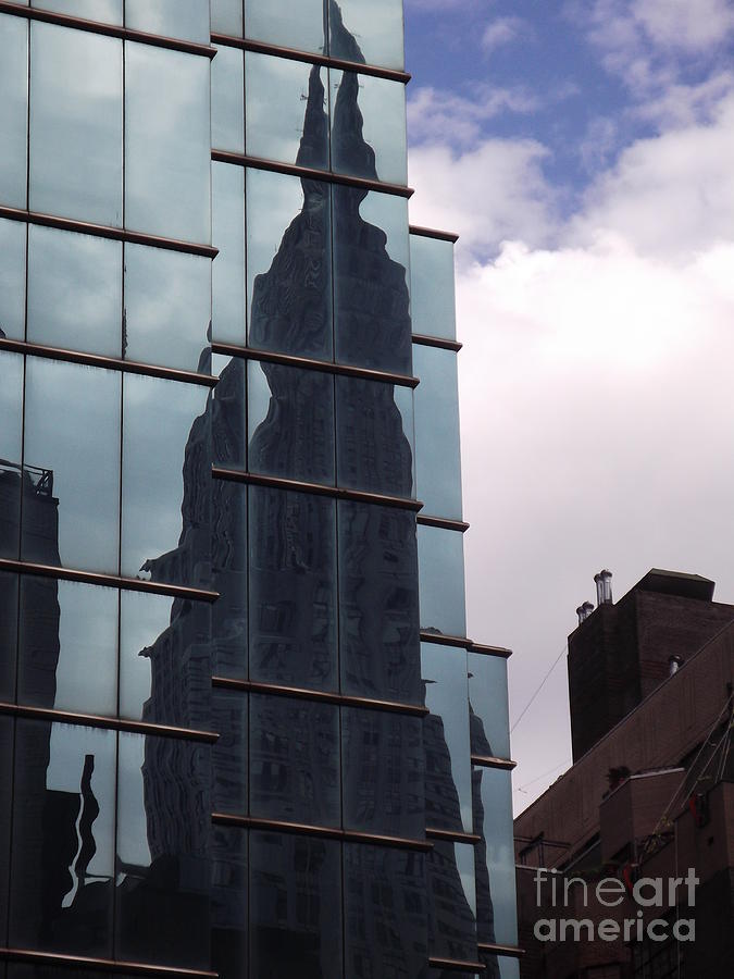 Chrysler Reflection with Blue Sky Photograph by Miriam Danar