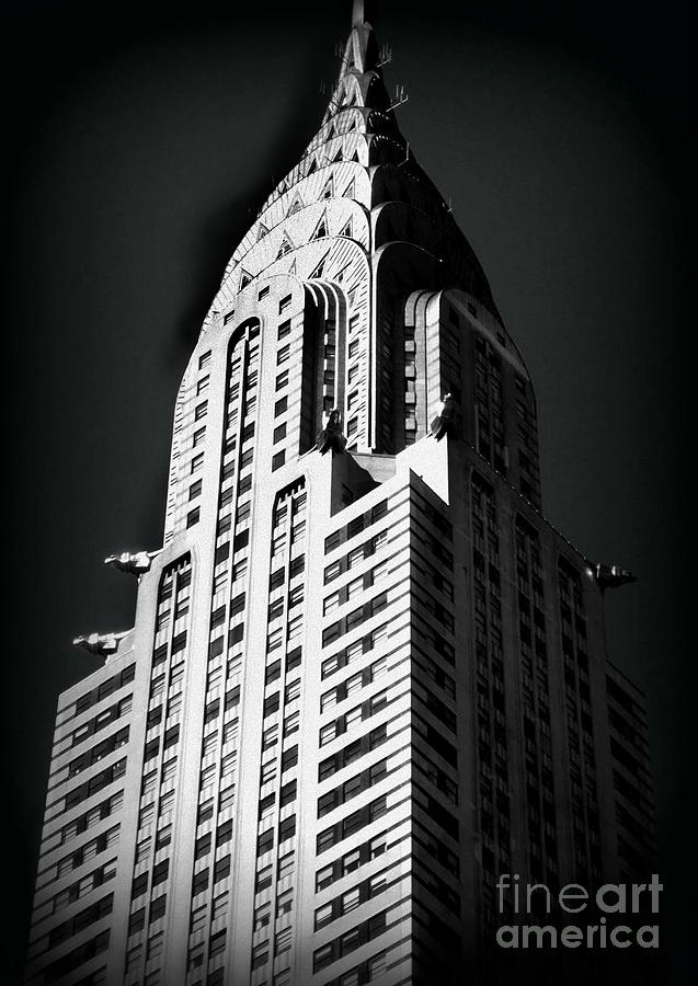 Chrysler Building Photograph - Chrysler Stark in Black and White - Famous Buildings and Landmarks of New York City by Miriam Danar