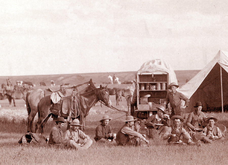 Chuckwagon And Cowboys, 1887 Photograph by Science Source