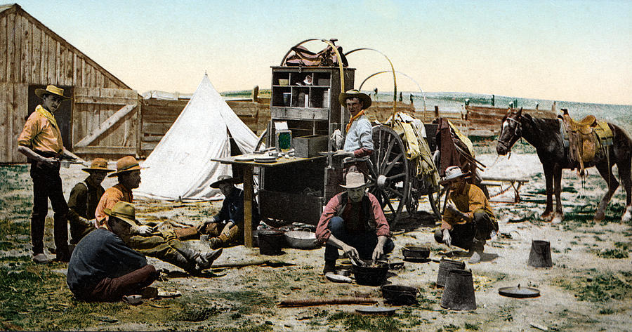 Occupation Photograph - Chuckwagon And Cowboys, 1900s by Science Source