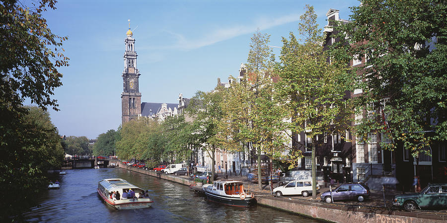 Church Along A Channel In Amsterdam Photograph by Panoramic Images