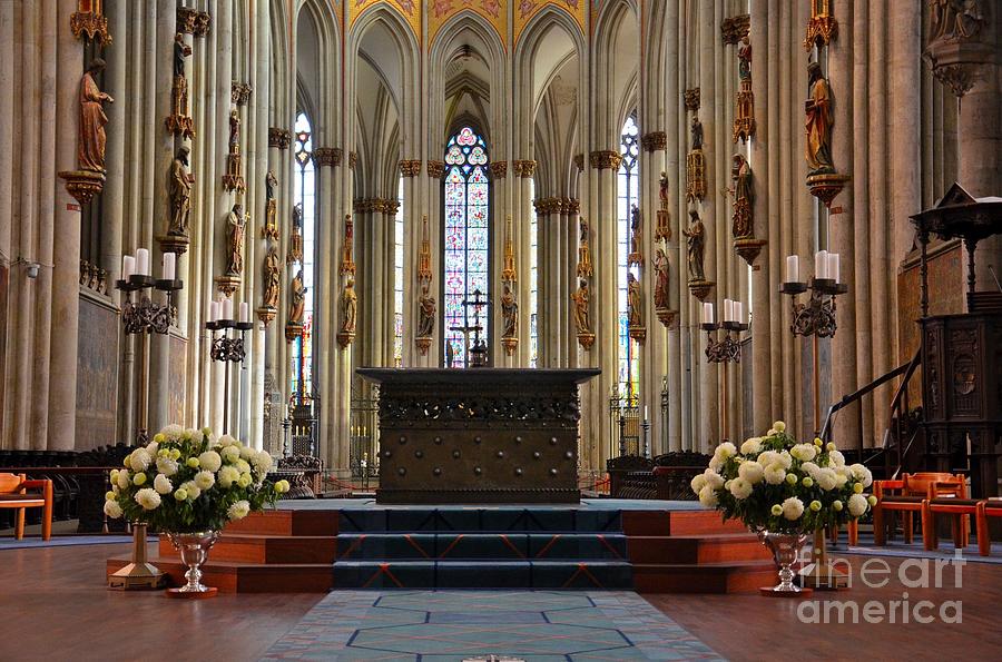 Church altar platform glass art Cologne Germany Photograph by Imran Ahmed