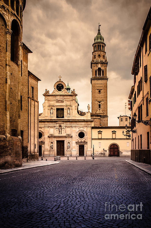 Church and bell tower in Parma Italy Photograph by Silvia Ganora