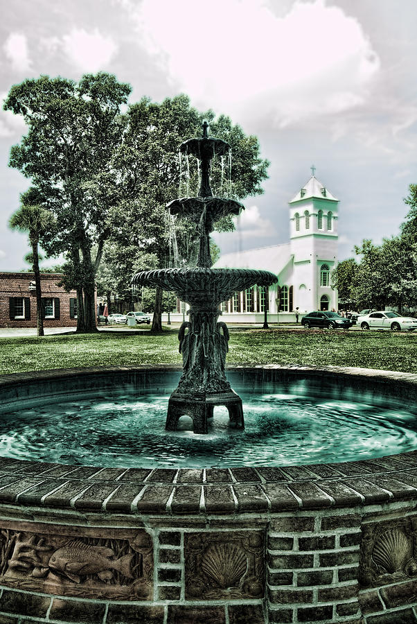 Fountain Photograph - Church and Fountain by Jon Cody