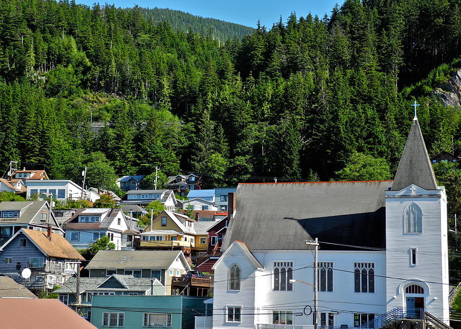 Church and Homes in Ketchikan AK Photograph by Kirsten Giving