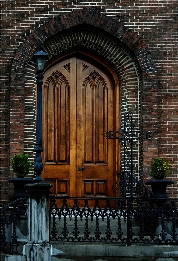 Church Arch and Wooden Door Architecture Photograph by Lesa Fine