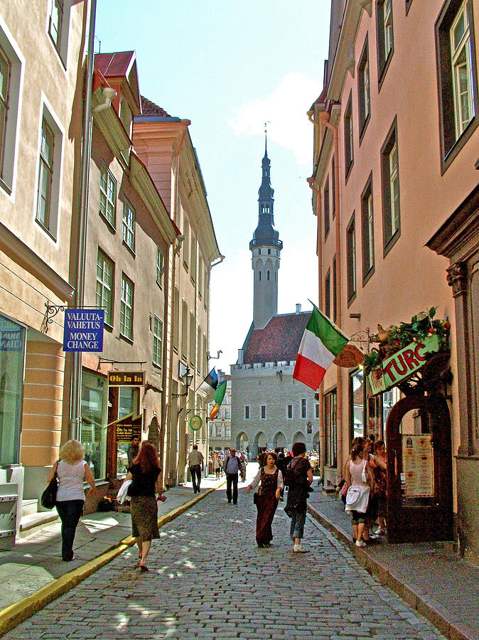 Estonia Photograph - Church at End of Street in Old Town Tallinn-Estonia by Ruth Hager