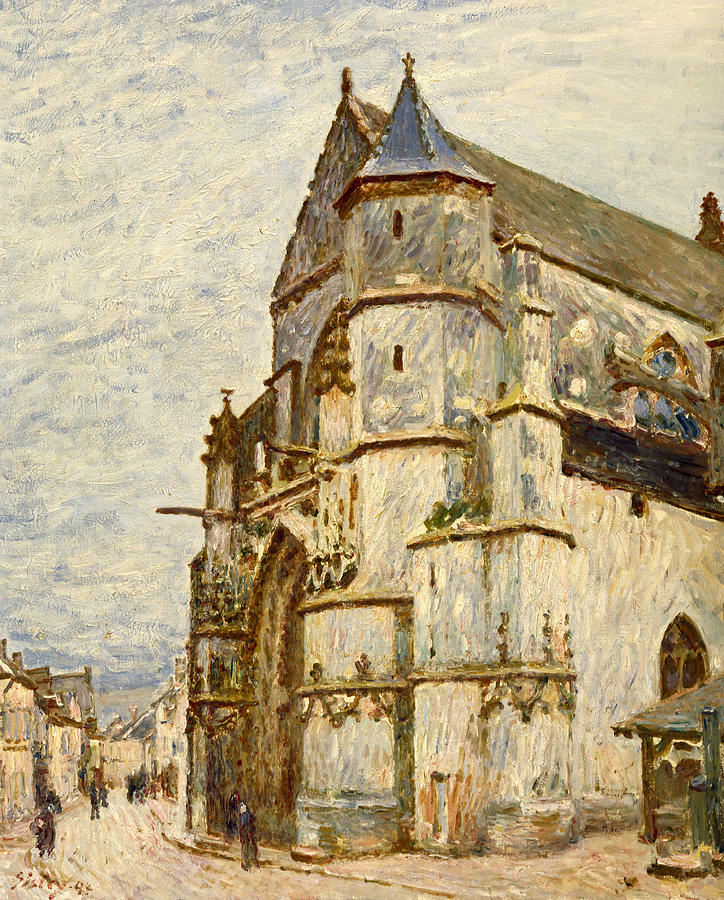 Romanesque Painting - Church at Moret after the Rain by Alfred Sisley