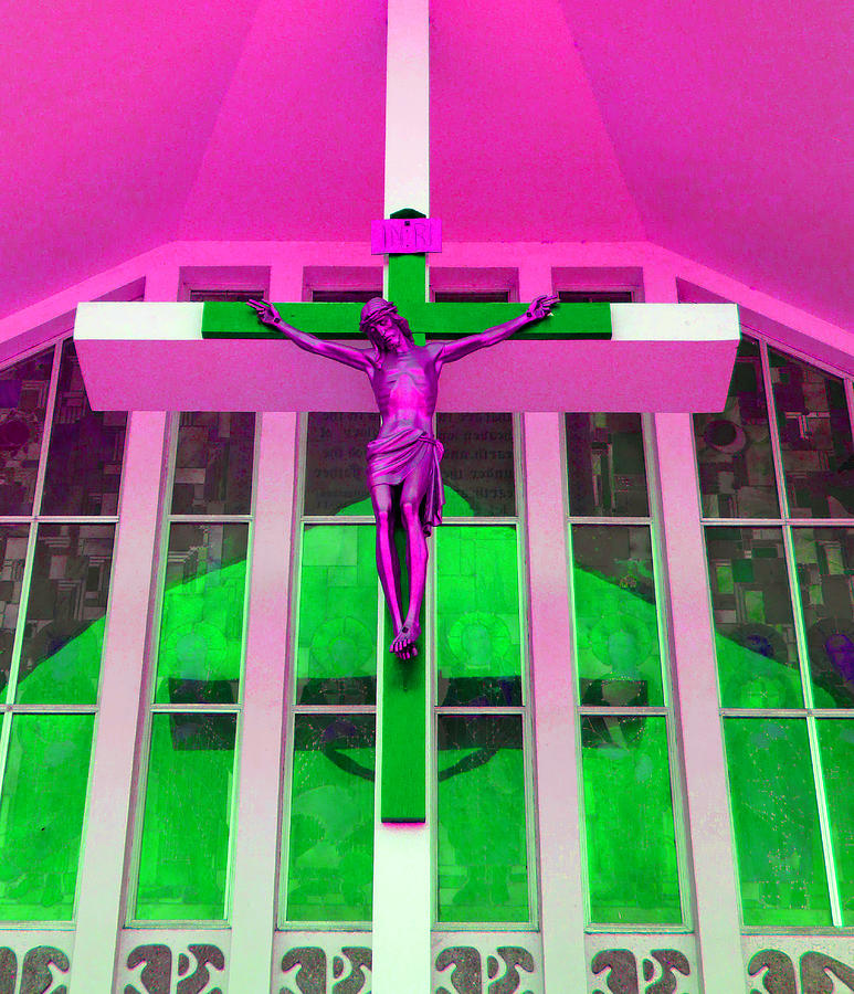 Church Crucifix Pink Photograph by Laurie Tsemak