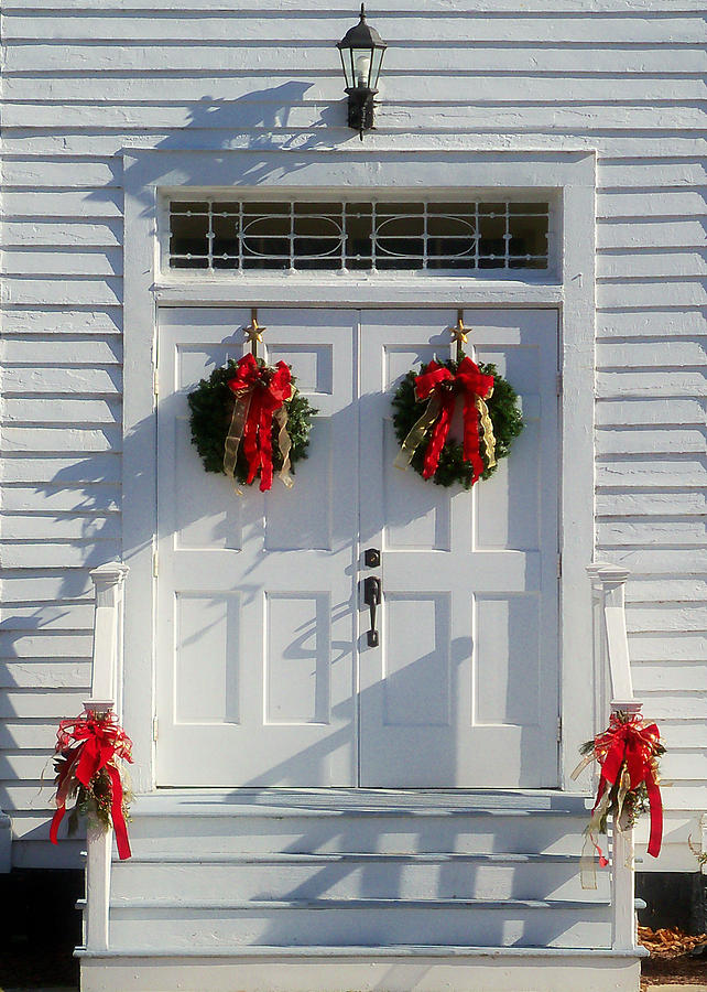 Church Doors At Christmas Photograph by Vic Montgomery
