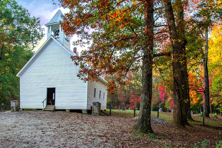 Fall Photograph - Church in Fall by Mary Almond
