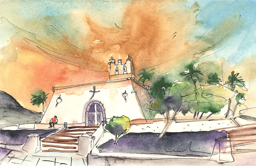 Church in Playa Blanca in Lanzarote Painting by Miki De Goodaboom
