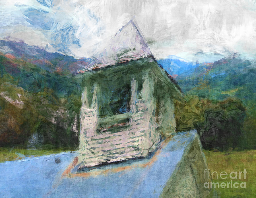 Church In The Mountains Digital Art by Phil Perkins