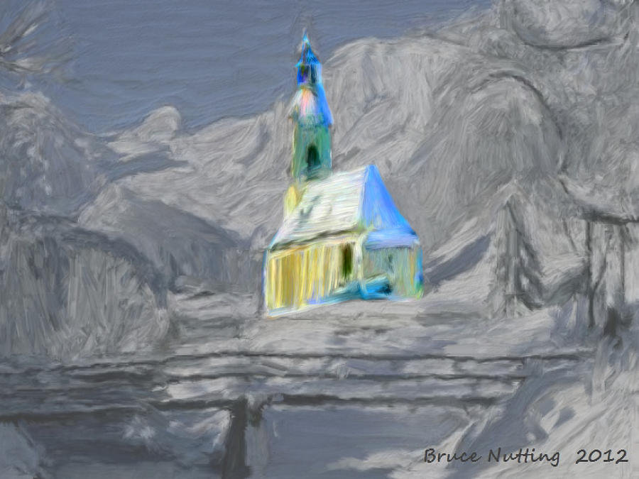 Church in the Snow Painting by Bruce Nutting