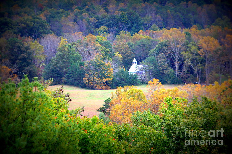 Fall Photograph - Cades Cove Church in the Woods by Cynthia Mask