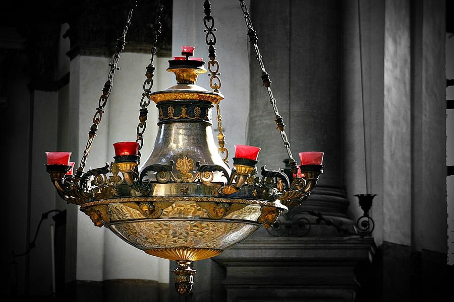 Lamp Photograph - Church Lamp by Henry Kowalski