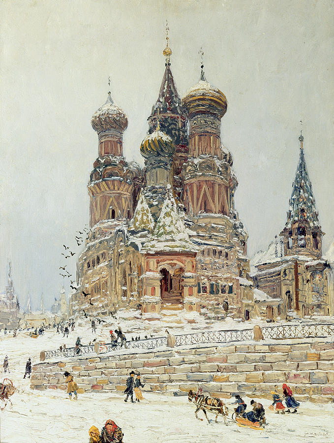 Church of St. Basil in Moscow Painting by Nikolay Dubovskoy