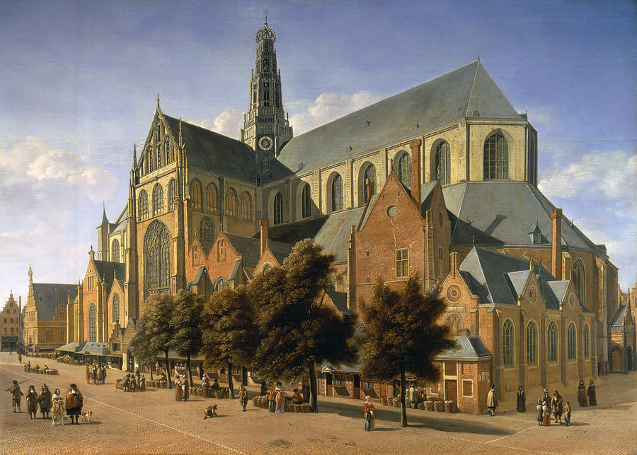Church Of St. Bavo In Haarlem, 1666 Oil On Panel Photograph by Gerrit Adriaensz Berckheyde
