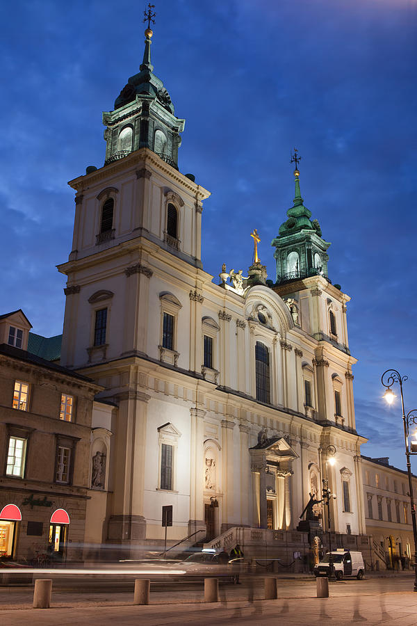 Architecture Photograph - Church of the Holy Cross at Night in Warsaw by Artur Bogacki
