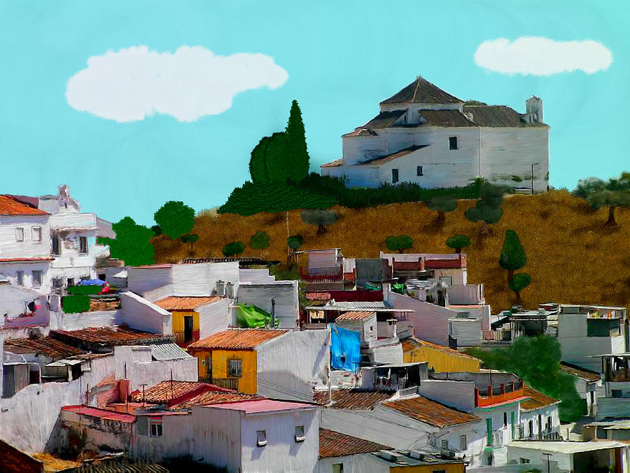 Tree Painting - Church on the Hill Velez Malaga by Bruce Nutting