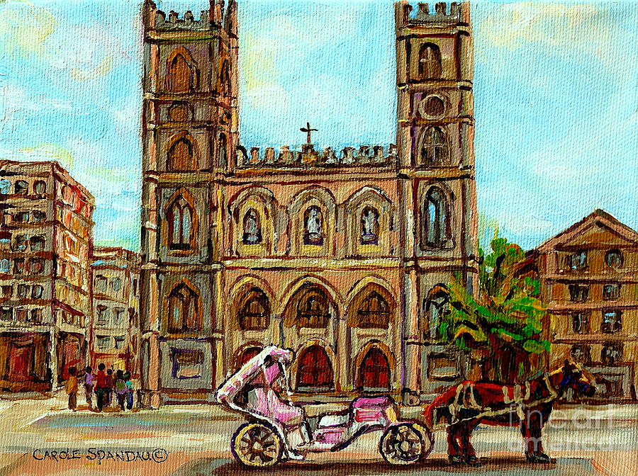 Church Paintings Old Montreal Notre Dame Basilica Cspandau Heritage Montreal Artist City Scenes  Painting by Carole Spandau