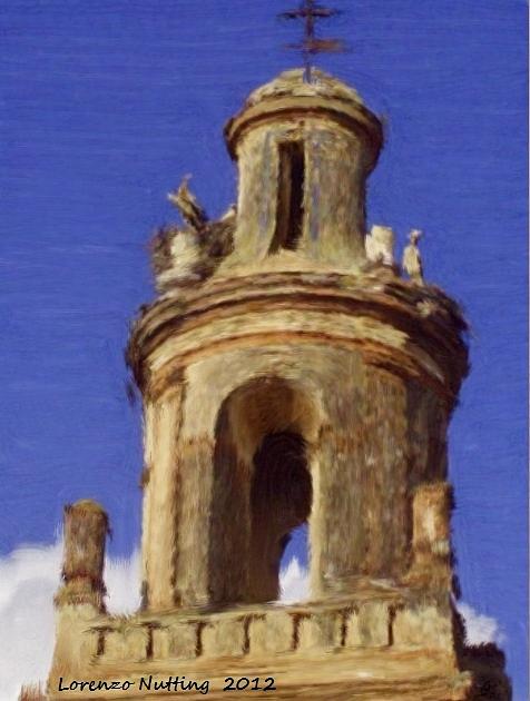 Church Steeple in the Plaza in Ecija Painting by Bruce Nutting