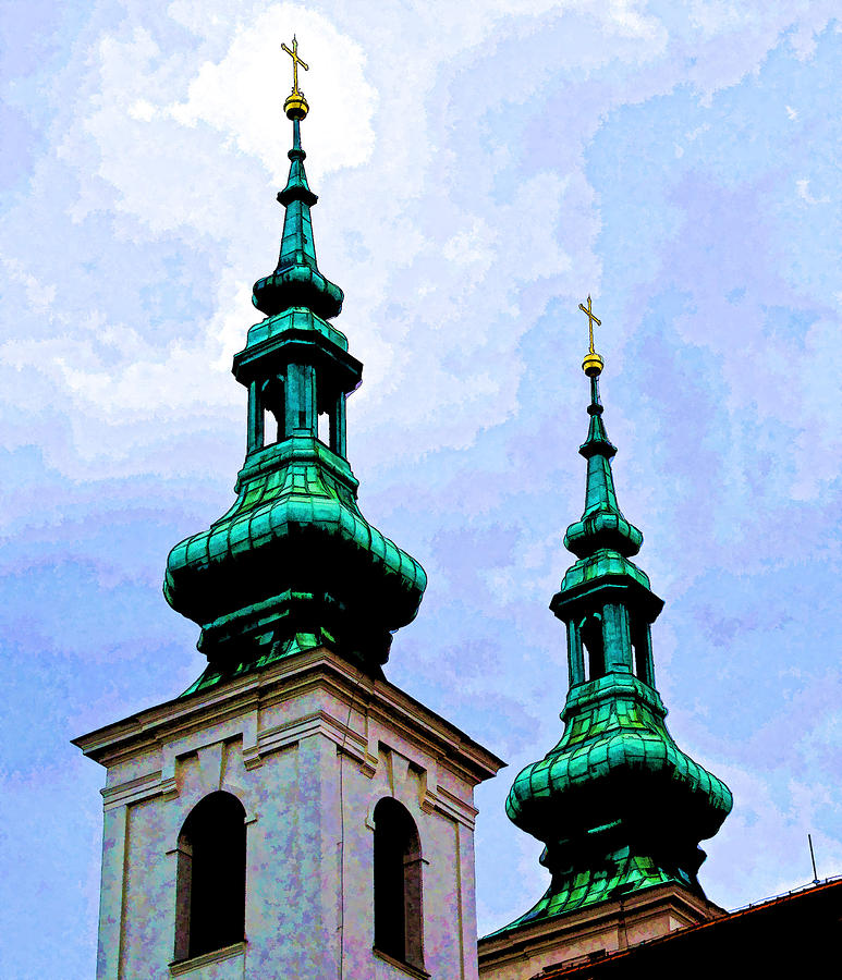 Architecture Photograph - Church Steeples - Bratislava by Jon Berghoff