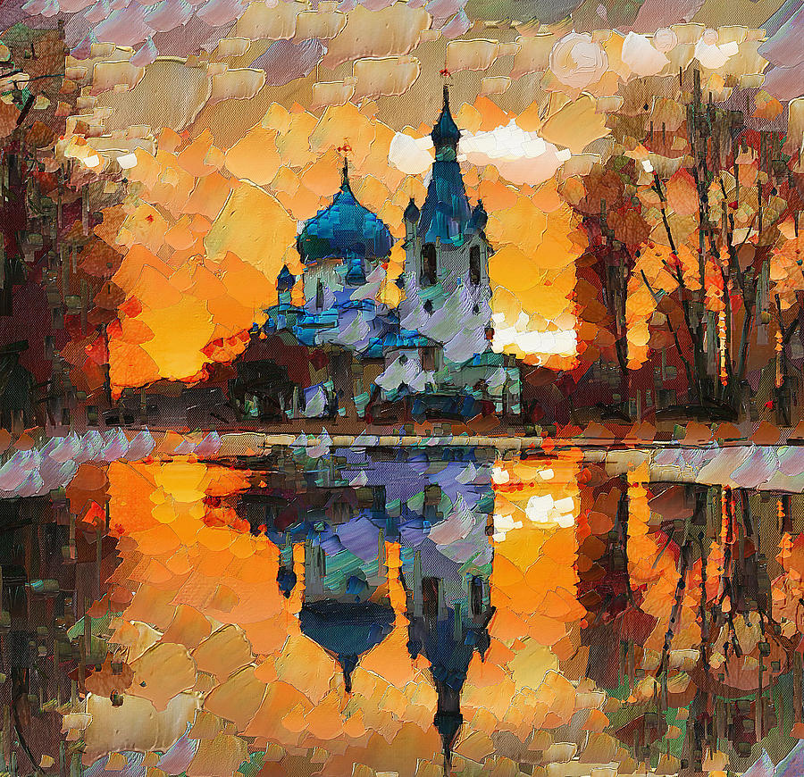 Church Sunset Digital Art by Yury Malkov