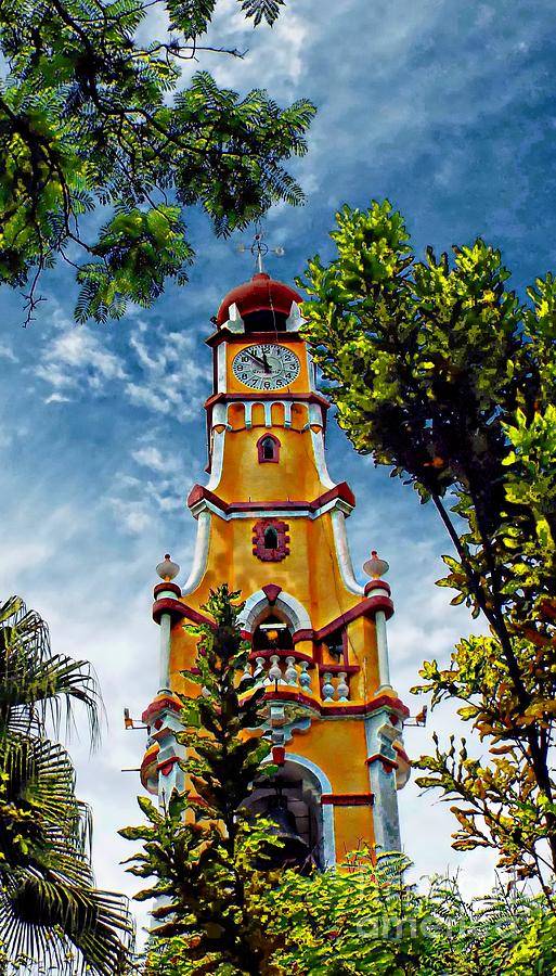 Church Tower In Coatepec Photograph by John  Kolenberg